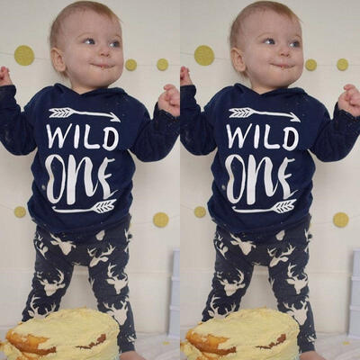 

2pcs Newborn Toddler Baby Boy T-shirt TopsDeer Pants Cotton Clothes Outfits Set