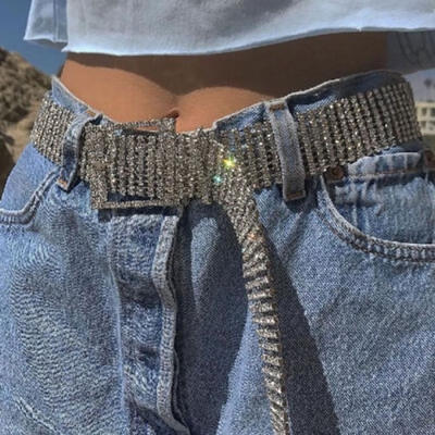 

Women Shiny Belt Waist Chain Crystal Diamond Waistband Full Rhinestone Luxury