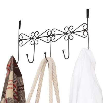 

Over Door Hanger Rack 5 Hooks Decorative Ognazier Hook rack Stylish Retro Over Door Hanger for Home Office Use