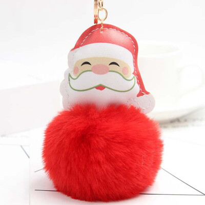 

Pompom Faux Plush Christmas Keychain Santa Claus Trinket Plush Key Chain Car Bag Key Ring Xmas Gift