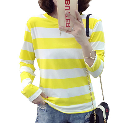

Long Sleeve Striped Womens T-shirt Autumn Female T-shirt Tops Tees