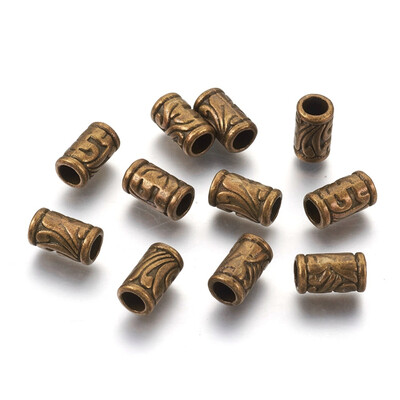 

Tibetan Style Alloy European Style Beads Lead Free & Cadmium Free Column Antique Bronze Color 115mm long 7mm wide