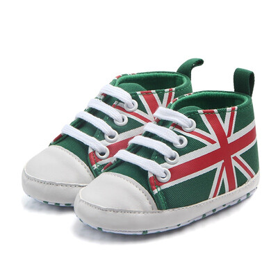 

Fashion Spring And Autumn Rice Flag Lace Canvas Shoes Toddler Rope Soled Shoes Union Jack Pattern Baby Shoes