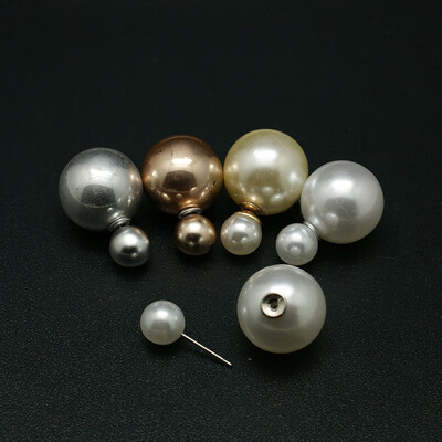 

UV Plating Resin Round Beaded Ball Ear Studs with Steel Pins Mixed Color 16mm Pin 06mm