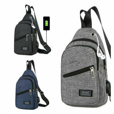 

Men Nylon Messenger Shoulder Bag Chest Pack Crossbody Cycle USB Charging Port