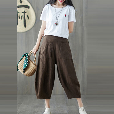 

Tailored Women Casual Solid Trousers Pants Trousers Ladies Loose Pants