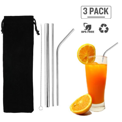 

3Pcs Stainless Steel Straws Reusable Straws Set Matte Drinking Straws FDA-Approved BPA Free for All Sizes Tumblers Cold Beverage C