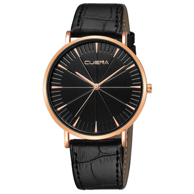 

Gobestart Fashion Mens Leather Military Casual Analog Quartz Wrist Watch Business Watches