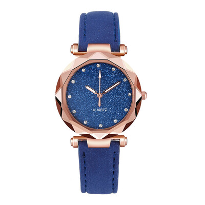 

Casual Women Romantic Starry Sky Wrist Watch Leather Rhinestone Designer Ladies Clock Simple Dress Gfit Montre Femme