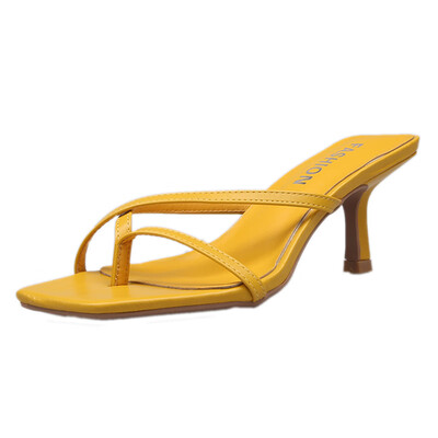

Europe&the United States wind Joker cross thin band hollow thin heel set toe high heel slippers women summer wear 2019 new