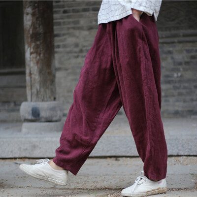 

Fashion Women Leisure High Waist Trousers Loose Pants Pure Color Long Pants