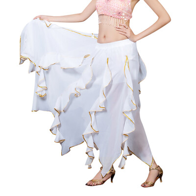 

Roseonmyhand Women Sequin Side Split Skirt Chiffon Belly Dance Performance Skirt