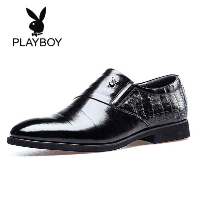 

Playboy PLAYBOY mens business set foot simple wild leather round head dress shoes men 9AW643002D black 39