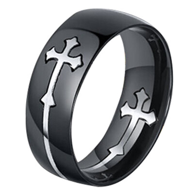 

Cool Detachable Cross Men Women Titanium Steel Wide Band Ring Finger Jewelry