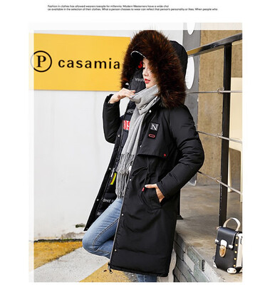 

The 2018 new down cotton-padded jacket looks thin&long with a thick coat with a large fur collar on both sides
