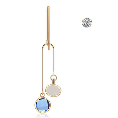 

2019 New Popular Double Blue Crystal Long Pendants Long Earrings For Woman New Year Gifts