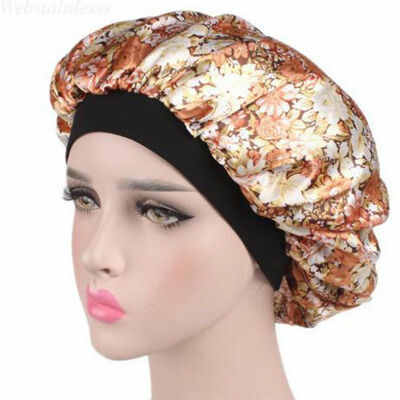 

Women Satin Night Sleep Cap Hair Bonnet Hat Silk Head Cover Wide Elastic Band