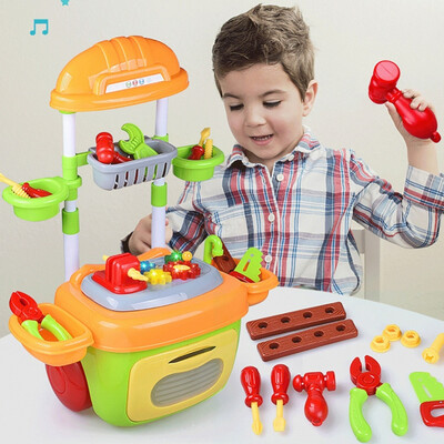 

2 In 1 Travel Suitcase Workbench Set For Children Pretend Play Kit Tool Toys