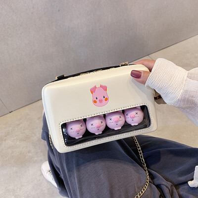 

2019 new cartoon cute pig bag casual child girl shoulder bag fashion chic chain messenger bag