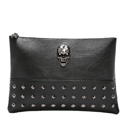 

Ghost head pattern handbags fashion mens&womens handbags Korean street rivet clutch couples wrist iPad bag