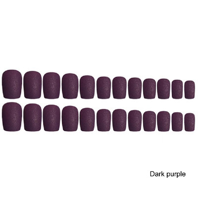 

24pcsset Full Cover Matte False Nails Short Round Head Soft Pure Color Oval Frosted Fake Nails Artificial Nails Art Tips