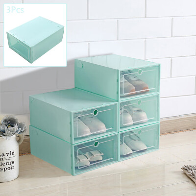 

Toponeto Foldable Shoe Box Storage Plastic Transparent Case Stackable Organizer 3Pcs