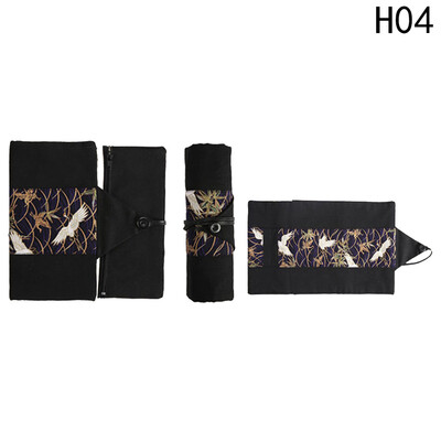 

Chinese Wind Retro Canvas Pencil Case Roll Stationery Bag P Encil Pen Case