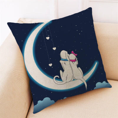 

Siaonvr Happy Valentine Pillow Cases Cotton Linen Sofa Cushion Cover Home Decor