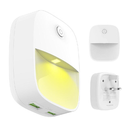 

3-in-1 5V 25A Phone Wall Charge with Dual USB Ports Lighting & Sound Sensor Wall Lights Color Changing Night Light for Bedroom Ho