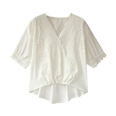 

2019 New Sexy Crocheted Openwork Lace Shirt Female Loose Cover Belly V-neck Shirt Top Shirt