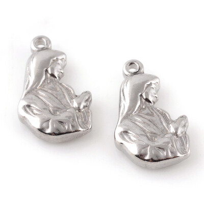 

304 Stainless Steel Pendants Virgin Mary Stainless Steel Color 185x115x35mm Hole 15mm