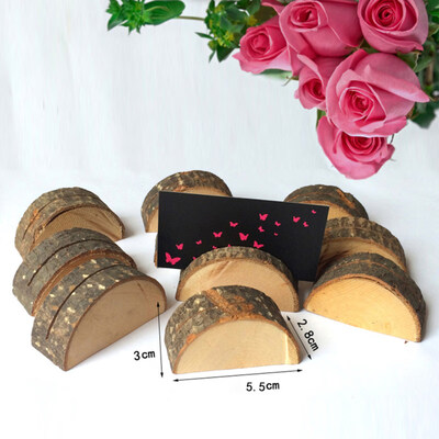

10Pcs Semicircle Wood Block Table Number Card Holder Photo Note Clip Party Decor