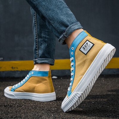 

Summer breathable board shoes high top shoes OFF joint canvas shoes WHITE Korean version of tide shoes Gao Bang Air Force One ro s