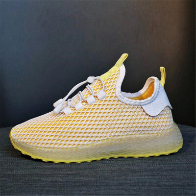 

Women Casual Shoes Fashion Breathable Walking Mesh Lace Up Flat Shoes Sneakers Women 2019 Tenis Feminino Yellow Vulcanized Shoes