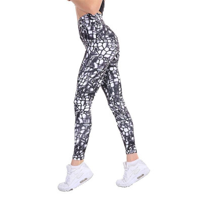 

Cross-border new European&American yoga cobblestone stone digital printing hip high waist sports leggings black