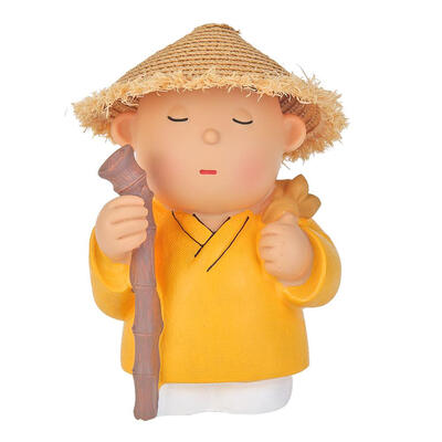 

Cute Straw Hat Small Monk Vinyl Piggy Bank Saving Money Box Children Gifts