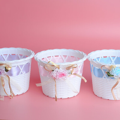 

Pretty Small Rattan Basket Desk Storage Box Cover Home Kitchen