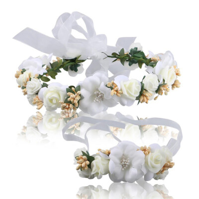 

Fashion Bride Flower Hairband Hair Accessories Wedding Hairband With Flower Bracelet Wristband