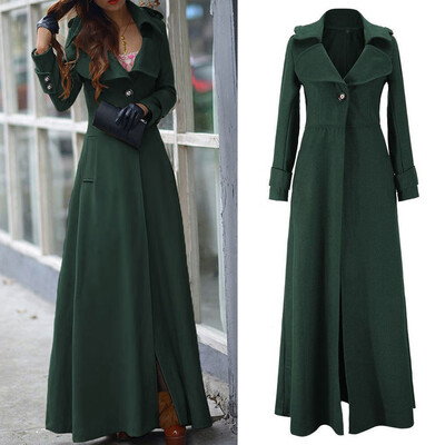 

〖Follure〗Womens Winter Lapel Slim Coat Trench Jacket Long Parka Overcoat Outwear