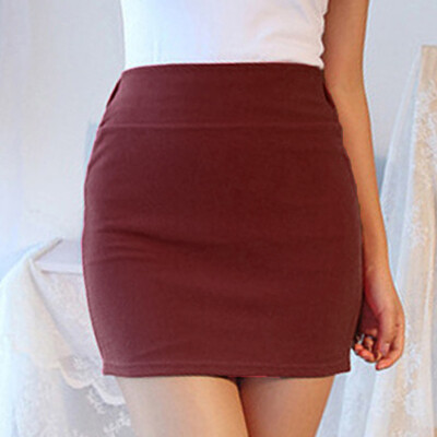 

Women Slim Upper Thigh Length Mini Skirt A-line Short Dress Solid Hips-Wrapped