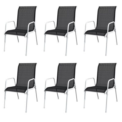 

Stackable Garden Chairs 6 pcs Steel&Textilene Black