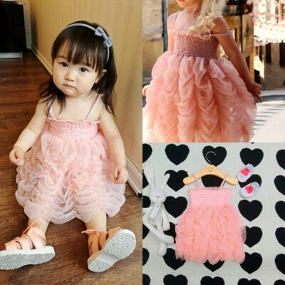 

Toddler Girls Kids Princess Summer Ruffle Bubble Party Tutu Dress Size 1-6Y