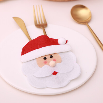 

Tailored 2PC Xmas Decor Tableware Set Bag Holder Christmas Dinner Table Layout Supplies