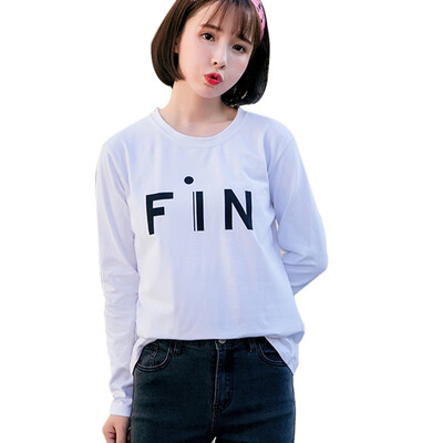 

Letter T shirt Women Autumn Long-Sleeved Solid Harajuku Cotton Blend Tshirt Spring Autumn Befree Riverdale