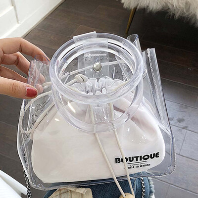 

Tailored Womens Fashion Beam Mouth Transparent Diagonal Shoulder Bag Solid Color Handbag