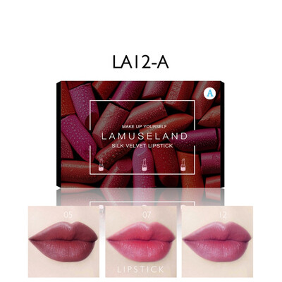 

3pcsset Waterproof Long-lasting Red Velvet Matte True Pencil Lipstick Lot Makeup Set