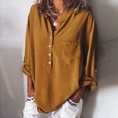 

Nomeni Women Summer Casual V Neck Button Long Sleeve T-Shirt Tops Blouse