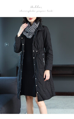 

High-end brand long single breasted womens down jacket 2018 winter wear new European&American womens thin coat female