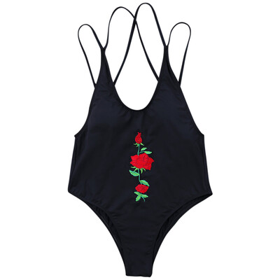 

One Piece Flower Embroidery High Cut Swimwear