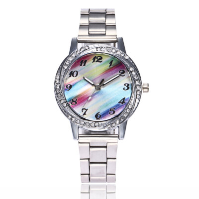 

Herathan alloy steel belt ladies rainbow watch with diamonds